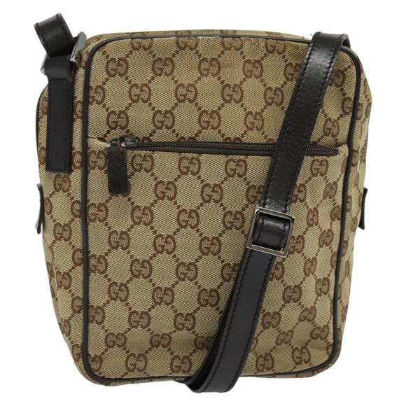 GUCCI GG Canvas Shoulder Bag Beige Silver - Picture 1 of 16
